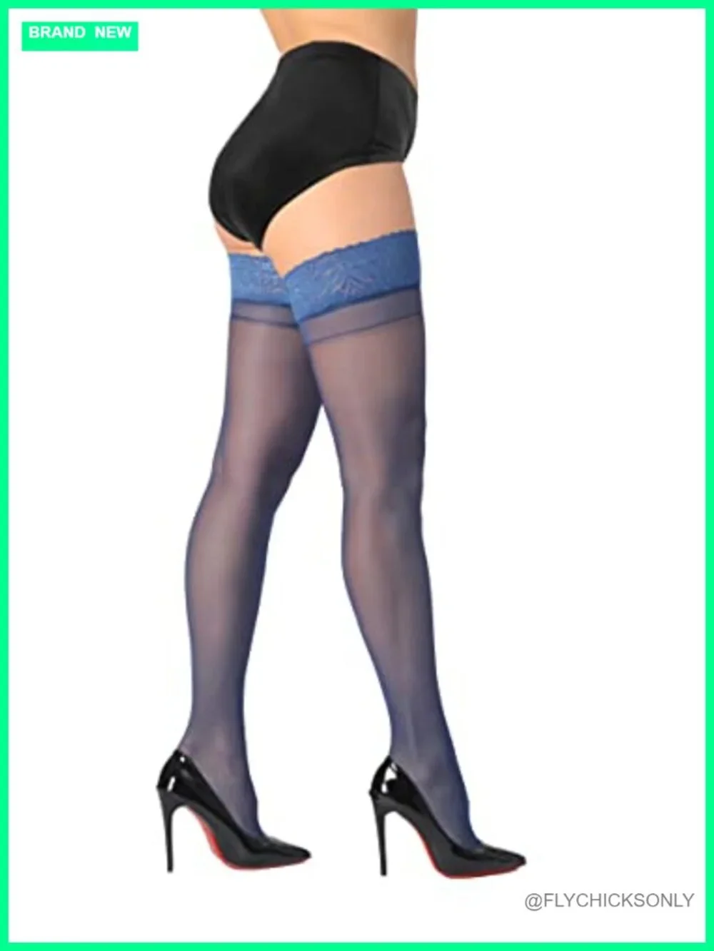 Thigh High Stockings Silicone Lace Top Stay Up Silky Semi Sheer Pantyhose Hold